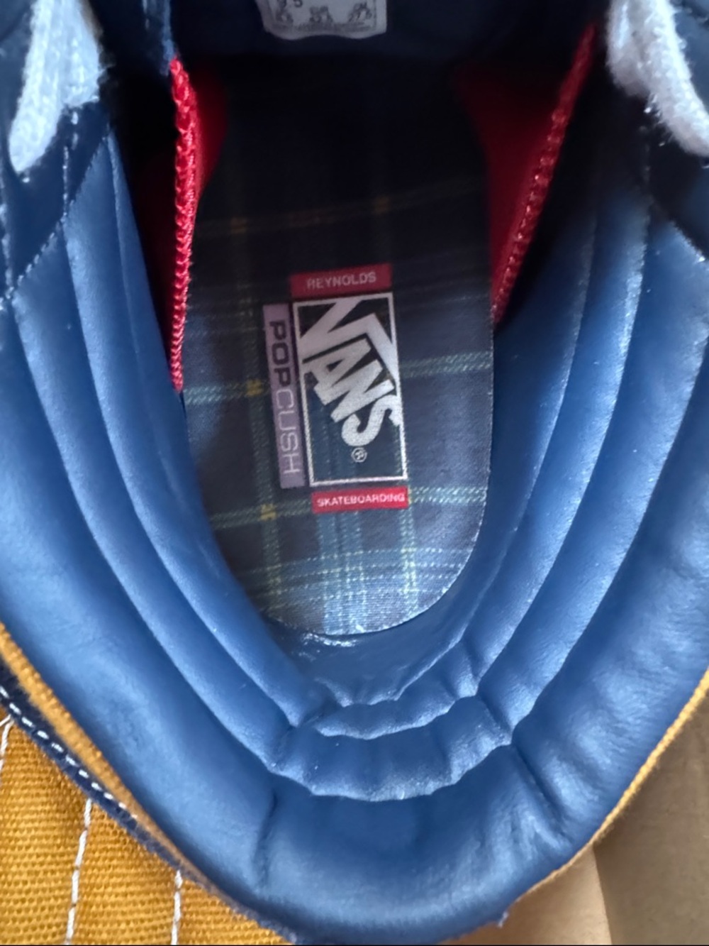 Vans Andrew Reynolds Navy and Mustard High-Top Skate Shoes - Picture 2 of 4